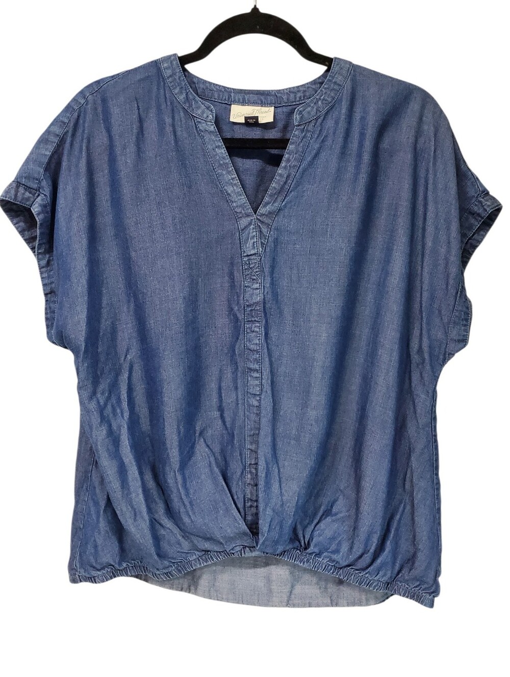 Western Boho Chambray Demim Blouse Puff Bottom Universal Threads Size Medium